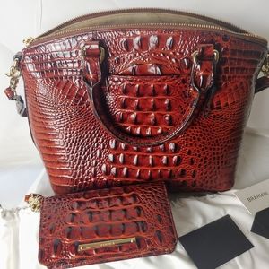Brahmin croc brown leather Satchel Handbag and mat